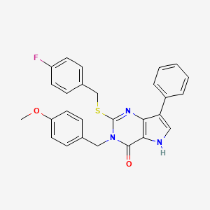 molecular formula C27H22FN3O2S B2582884 2-((4-fluorobenzyl)thio)-3-(4-methoxybenzyl)-7-phenyl-3H-pyrrolo[3,2-d]pyrimidin-4(5H)-one CAS No. 2034491-04-6