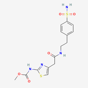 molecular formula C15H18N4O5S2 B2582891 Methyl (4-(2-oxo-2-((4-sulfamoylphenethyl)amino)ethyl)thiazol-2-yl)carbamate CAS No. 946236-41-5