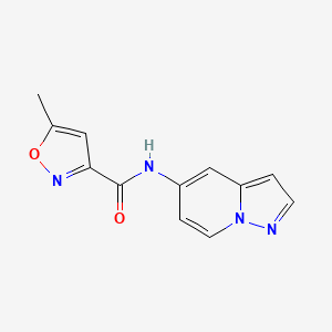 molecular formula C12H10N4O2 B2582899 5-methyl-N-(pyrazolo[1,5-a]pyridin-5-yl)isoxazole-3-carboxamide CAS No. 2034238-50-9