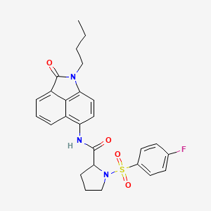 molecular formula C26H26FN3O4S B2582902 N-(1-butyl-2-oxo-1,2-dihydrobenzo[cd]indol-6-yl)-1-((4-fluorophenyl)sulfonyl)pyrrolidine-2-carboxamide CAS No. 1048662-00-5