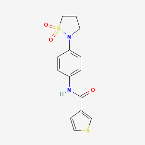 molecular formula C14H14N2O3S2 B2582906 N-(4-(1,1-dioxidoisothiazolidin-2-yl)phenyl)thiophene-3-carboxamide CAS No. 1211147-13-5