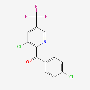 molecular formula C13H6Cl2F3NO B2582916 (4-Chlorophenyl)[3-chloro-5-(trifluoromethyl)-2-pyridinyl]methanone CAS No. 338953-54-1