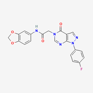 molecular formula C20H14FN5O4 B2582917 N-(1,3-benzodioxol-5-yl)-2-[1-(4-fluorophenyl)-4-oxopyrazolo[3,4-d]pyrimidin-5-yl]acetamide CAS No. 852450-55-6