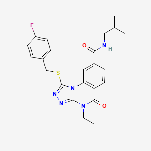 molecular formula C24H26FN5O2S B2582920 1-((4-fluorobenzyl)thio)-N-isobutyl-5-oxo-4-propyl-4,5-dihydro-[1,2,4]triazolo[4,3-a]quinazoline-8-carboxamide CAS No. 1114652-71-9