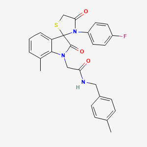 molecular formula C27H24FN3O3S B2582931 2-(3'-(4-fluorophenyl)-7-methyl-2,4'-dioxospiro[indoline-3,2'-thiazolidin]-1-yl)-N-(4-methylbenzyl)acetamide CAS No. 899987-23-6