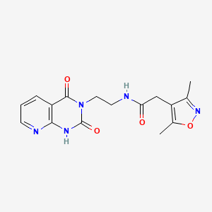 molecular formula C16H17N5O4 B2582941 2-(3,5-dimethylisoxazol-4-yl)-N-(2-(2,4-dioxo-1,2-dihydropyrido[2,3-d]pyrimidin-3(4H)-yl)ethyl)acetamide CAS No. 2034321-76-9