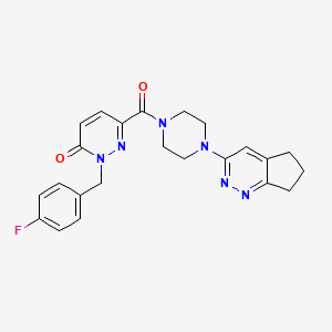 molecular formula C23H23FN6O2 B2582950 6-(4-(6,7-dihydro-5H-cyclopenta[c]pyridazin-3-yl)piperazine-1-carbonyl)-2-(4-fluorobenzyl)pyridazin-3(2H)-one CAS No. 2034298-05-8