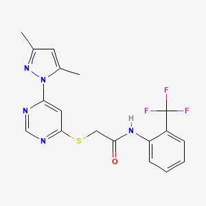 molecular formula C18H16F3N5OS B2582958 2-((6-(3,5-dimethyl-1H-pyrazol-1-yl)pyrimidin-4-yl)thio)-N-(2-(trifluoromethyl)phenyl)acetamide CAS No. 1251628-54-2