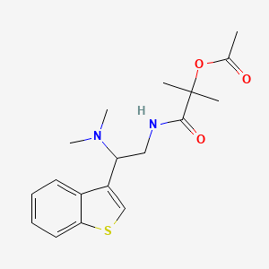 molecular formula C18H24N2O3S B2582960 1-((2-(Benzo[b]thiophen-3-yl)-2-(dimethylamino)ethyl)amino)-2-methyl-1-oxopropan-2-yl acetate CAS No. 2034464-94-1