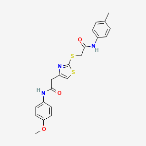 molecular formula C21H21N3O3S2 B2582963 N-(4-甲氧基苯基)-2-(2-((2-氧代-2-(对甲苯胺)乙基)硫代)噻唑-4-基)乙酰胺 CAS No. 941981-02-8