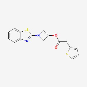 molecular formula C16H14N2O2S2 B2582964 1-(苯并[d]噻唑-2-基)氮杂环丁-3-基 2-(噻吩-2-基)乙酸酯 CAS No. 1396843-49-4