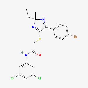 molecular formula C20H18BrCl2N3OS B2582969 2-{[5-(4-溴苯基)-2-乙基-2-甲基-2H-咪唑-4-基]硫代}-N-(3,5-二氯苯基)乙酰胺 CAS No. 899918-16-2