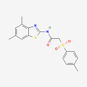 molecular formula C18H18N2O3S2 B2582970 N-(4,6-dimethylbenzo[d]thiazol-2-yl)-2-tosylacetamide CAS No. 895442-94-1