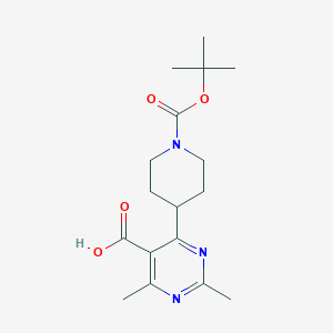 molecular formula C17H25N3O4 B2582972 4-(1-Boc-piperidin-4-yl)-2,6-dimethylpyrimidine-5-carboxylic acid CAS No. 1603908-76-4