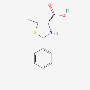 molecular formula C13H17NO2S B2582975 5,5-Dimethyl-2-(4-methylphenyl)-thiazolidine-4(S)-carboxylic acid CAS No. 312700-05-3