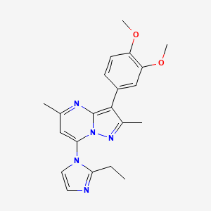 molecular formula C21H23N5O2 B2582980 3-(3,4-dimethoxyphenyl)-7-(2-ethyl-1H-imidazol-1-yl)-2,5-dimethylpyrazolo[1,5-a]pyrimidine CAS No. 900883-89-8