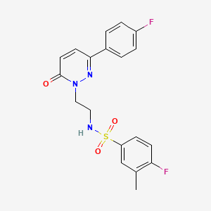 molecular formula C19H17F2N3O3S B2582988 4-fluoro-N-(2-(3-(4-fluorophenyl)-6-oxopyridazin-1(6H)-yl)ethyl)-3-methylbenzenesulfonamide CAS No. 921880-04-8