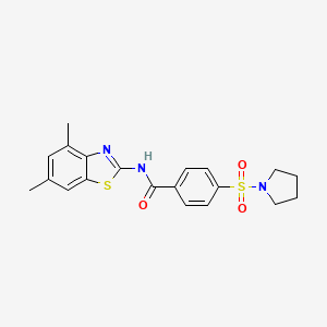 molecular formula C20H21N3O3S2 B2582990 N-(4,6-dimethylbenzo[d]thiazol-2-yl)-4-(pyrrolidin-1-ylsulfonyl)benzamide CAS No. 313662-18-9