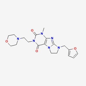 molecular formula C19H24N6O4 B2583000 8-(2-Furylmethyl)-1-methyl-3-(2-morpholin-4-ylethyl)-1,3,5-trihydroimidazolidi no[1,2-h]purine-2,4-dione CAS No. 946225-78-1