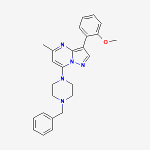 molecular formula C25H27N5O B2583007 7-(4-Benzylpiperazin-1-yl)-3-(2-methoxyphenyl)-5-methylpyrazolo[1,5-a]pyrimidine CAS No. 879581-13-2