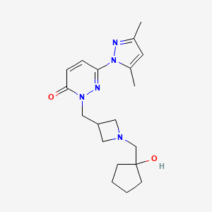 molecular formula C19H27N5O2 B2583009 6-(3,5-dimethyl-1H-pyrazol-1-yl)-2-({1-[(1-hydroxycyclopentyl)methyl]azetidin-3-yl}methyl)-2,3-dihydropyridazin-3-one CAS No. 2176124-26-6