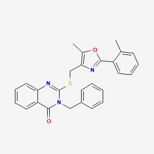 molecular formula C27H23N3O2S B2583012 3-benzyl-2-(((5-methyl-2-(o-tolyl)oxazol-4-yl)methyl)thio)quinazolin-4(3H)-one CAS No. 1114654-73-7