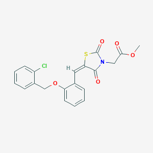 molecular formula C20H16ClNO5S B258302 Methyl (5-{2-[(2-chlorobenzyl)oxy]benzylidene}-2,4-dioxo-1,3-thiazolidin-3-yl)acetate 