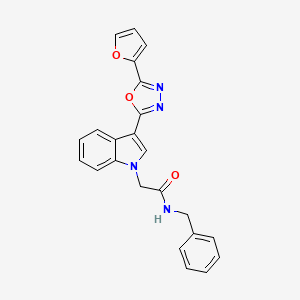 molecular formula C23H18N4O3 B2583024 N-苄基-2-(3-(5-(呋喃-2-基)-1,3,4-恶二唑-2-基)-1H-吲哚-1-基)乙酰胺 CAS No. 1021118-79-5