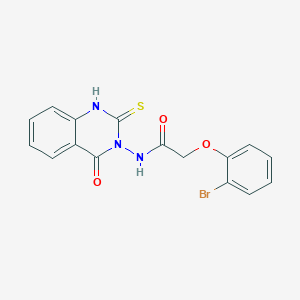 molecular formula C16H12BrN3O3S B2583029 2-(2-溴苯氧基)-N-(4-氧代-2-硫代亚甲基-1H-喹唑啉-3-基)乙酰胺 CAS No. 443348-01-4