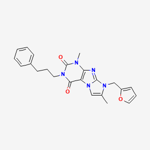 molecular formula C23H23N5O3 B2583034 6-(Furan-2-ylmethyl)-4,7-dimethyl-2-(3-phenylpropyl)purino[7,8-a]imidazole-1,3-dione CAS No. 896845-87-7
