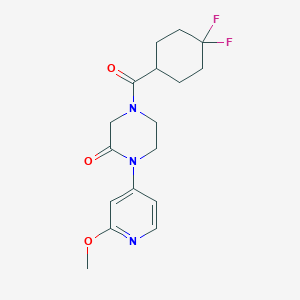 molecular formula C17H21F2N3O3 B2583037 4-(4,4-Difluorocyclohexanecarbonyl)-1-(2-methoxypyridin-4-yl)piperazin-2-one CAS No. 2380095-09-8