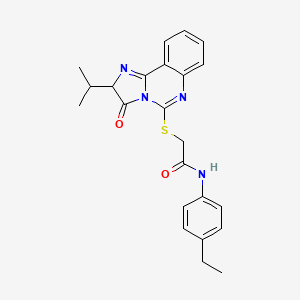 molecular formula C23H24N4O2S B2583038 N-(4-ethylphenyl)-2-[(2-isopropyl-3-oxo-2,3-dihydroimidazo[1,2-c]quinazolin-5-yl)thio]acetamide CAS No. 958142-84-2