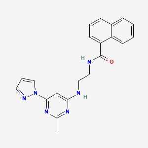 N-(2-((2-methyl-6-(1H-pyrazol-1-yl)pyrimidin-4-yl)amino)ethyl)-1-naphthamide