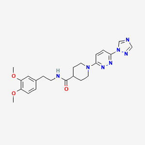 molecular formula C22H27N7O3 B2583114 1-(6-(1H-1,2,4-triazol-1-yl)pyridazin-3-yl)-N-(3,4-dimethoxyphenethyl)piperidine-4-carboxamide CAS No. 1705809-91-1