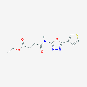molecular formula C12H13N3O4S B2583118 Ethyl 4-oxo-4-((5-(thiophen-3-yl)-1,3,4-oxadiazol-2-yl)amino)butanoate CAS No. 1251577-89-5