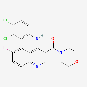 molecular formula C20H16Cl2FN3O2 B2583121 (4-((3,4-Dichlorophenyl)amino)-6-fluoroquinolin-3-yl)(morpholino)methanone CAS No. 1359087-03-8