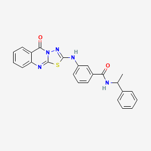 molecular formula C24H19N5O2S B2583135 3-((5-oxo-5H-[1,3,4]thiadiazolo[2,3-b]quinazolin-2-yl)amino)-N-(1-phenylethyl)benzamide CAS No. 1112444-47-9