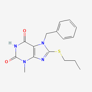 molecular formula C16H18N4O2S B2583138 7-苄基-3-甲基-8-丙基硫代-3,7-二氢-嘌呤-2,6-二酮 CAS No. 301354-19-8