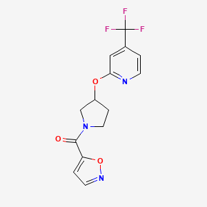 molecular formula C14H12F3N3O3 B2583143 异恶唑-5-基（3-((4-(三氟甲基)吡啶-2-基)氧基)吡咯烷-1-基)甲酮 CAS No. 2034391-11-0
