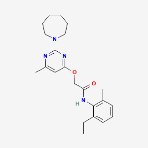 molecular formula C22H30N4O2 B2583158 2-((2-(氮杂环戊-1-基)-6-甲基嘧啶-4-基)氧基)-N-(2-乙基-6-甲基苯基)乙酰胺 CAS No. 1226449-30-4