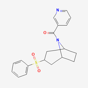 molecular formula C19H20N2O3S B2583159 ((1R,5S)-3-(phenylsulfonyl)-8-azabicyclo[3.2.1]octan-8-yl)(pyridin-3-yl)methanone CAS No. 1797263-14-9