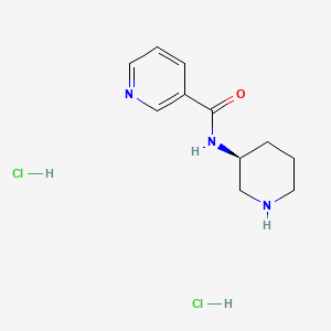 molecular formula C11H17Cl2N3O B2583161 (S)-N-(哌啶-3-基)吡啶-3-甲酰胺二盐酸盐 CAS No. 1338222-41-5