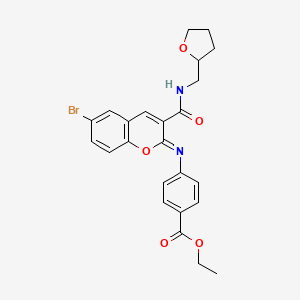 molecular formula C24H23BrN2O5 B2583166 4-({(2Z)-6-溴-3-[(四氢呋喃-2-基甲基)氨基甲酰基]-2H-色烯-2-亚基}氨基)苯甲酸乙酯 CAS No. 1327169-68-5