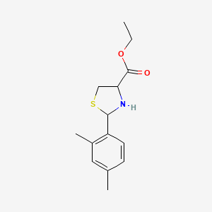 molecular formula C14H19NO2S B2583173 Ethyl 2-(2,4-dimethylphenyl)-1,3-thiazolidine-4-carboxylate CAS No. 2248257-29-4
