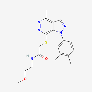 molecular formula C19H23N5O2S B2583174 2-((1-(3,4-二甲苯基)-4-甲基-1H-吡唑并[3,4-d]哒嗪-7-基)硫代)-N-(2-甲氧基乙基)乙酰胺 CAS No. 1105238-30-9