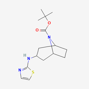 molecular formula C15H23N3O2S B2583180 tert-ブチル 3-[(1,3-チアゾール-2-イル)アミノ]-8-アザビシクロ[3.2.1]オクタン-8-カルボキシレート CAS No. 1515578-92-3