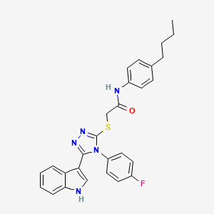 molecular formula C28H26FN5OS B2583183 N-(4-butylphenyl)-2-((4-(4-fluorophenyl)-5-(1H-indol-3-yl)-4H-1,2,4-triazol-3-yl)thio)acetamide CAS No. 946359-61-1