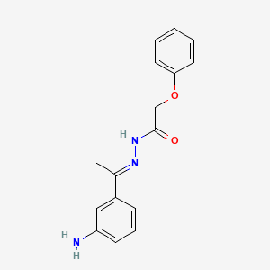 molecular formula C16H17N3O2 B2583196 N-[(E)-1-(3-氨基苯基)乙叉基氨基]-2-苯氧基乙酰胺 CAS No. 299405-40-6