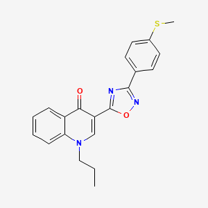 molecular formula C21H19N3O2S B2583202 3-{3-[4-(methylsulfanyl)phenyl]-1,2,4-oxadiazol-5-yl}-1-propylquinolin-4(1H)-one CAS No. 1326806-39-6