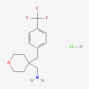 molecular formula C14H19ClF3NO B2583219 盐酸(4-[4-(三氟甲基)苯基]甲氧基氧杂-4-基)甲胺 CAS No. 1380300-37-7